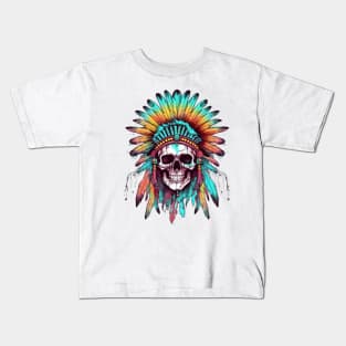 Native American Chief Skull #3 Kids T-Shirt